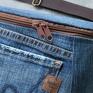 upcyklingowa jeansowa nerka XXL - mini plecak klasyczny wzór