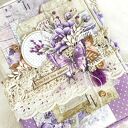 Lawendowy junk journal A5 - ręcznie robiony notes z kieszonkami