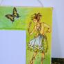 żółte notesy kartki do wyrywania deseczka na notatki - dziewczyna z motylem decoupage