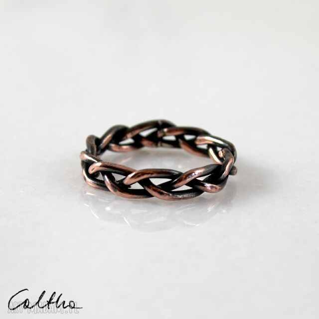 Zapleciona - miedziana obrączka rozm. 15 (2209 -02) unikat