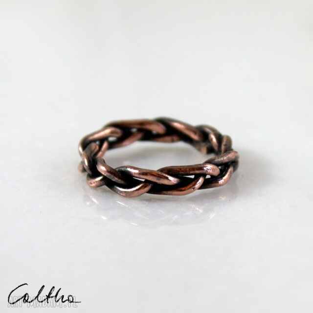 Pleciona - miedziana obrączka rozm. 19 (2209 -03) unikat