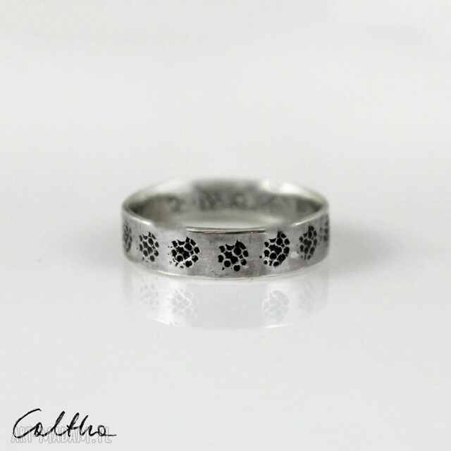 Ślady - srebrna obrączka rozm. 16 (1707 -02) unikat