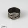 Caltha obrączki: Skosy - metalowa (rozm. 18) (191023 03) szeroki pierścionek