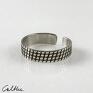 szare srebrny pierścionek kratka - srebrna obrączka (2201