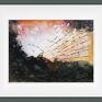 JoannaTKrol abstrakcja wschód słońca w rozbitym lustrze, akwarela, 31x23 krajobraz