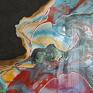 ręcznie malowany - Tęczowa lawina - 140x80 cm - abstrakcja obraz z żywicy