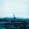 abstrakcja morze, minimalizm styl skandynawski - turkus obrazy ręcznie malowane
