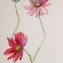 Praca wykonana farbami akwarelowymi i kredkami na papierze 300g/m2, format 12,5/18 cm. Kwiaty