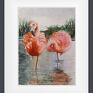 ptaki flamingi, akwarela 24x32 cm flaming