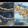abstrakcja nowoczesny obraz na płótnie - marmur złoto błękit granat - 150x100 kamień