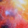 galaktyka w czerwieni, pomarańczu i fiolecie - abstrakcyjny obraz olejny malarstwo