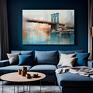 niebieskie obraz na płótnie - nowy jork brooklyn - 120x80 cm nowoczesny most brookliński