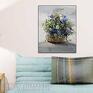 niebieskie kwiaty obrazy obraz do salonu koszyk z kwiatami, 50 x 60, elegancki natura