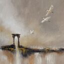 Żurawie abstrakcyjny pejzaż obraz ręcznie malowany /3/