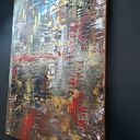 Obraz akrylowy 50x70 cm "ETNA" - świąteczna abstrakcja z złoceniami i srebrnymi refleksami