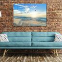 Obraz na płótnie Morze, plaża i mewy 120x80 cm