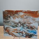 Tryptyk energetyczny Pouring z ramami - 3 ręcznie malowane obrazy 24x30 cm