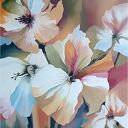Abstrakcyjny kwiatowy raj, obraz olejny 97x70 cm