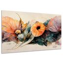 OBRAZ NA PŁÓTNIE Kwiaty 82 Akwarela Boho Pomarańczowy 120x80 AleObrazy