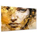 Duży obraz twarz kobiety 22 złoto beż premium canvas 120x80