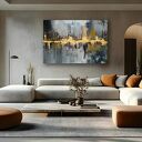 Abstrakcyjny obraz na płótnie 120x80 cm w złocie, szarości i czerni