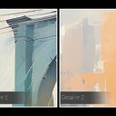 Obraz do salonu - ABSTRAKCYJNY MOST W MIEJSKIM KRAJOBRAZIE - 70x50 cm (102901)