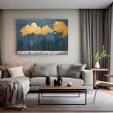 Obraz do salonu - ZŁOTE DRZEWA ABSTRAKCYJNY LAS MINIMALIZM - 70x50 cm (106801)