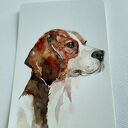 Beagle - akwarela ręcznie malowana na papierze 250 g (10x15 cm)