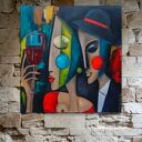 Jeden kieliszek ciszy - ręcznie malowany obraz akrylowy 100x100 cm