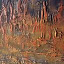 Copper Rush - nowoczesny, abstrakcyjny obraz ręcznie malowany z miedzianymi akcentami