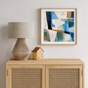 Geometryczna abstrakcja - granatowy minimalistyczny obraz - wydruk na płótnie 90x90 cm