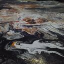 ZESTAW RĘCZNIE MALOWANYCH OBRAZÓW Z RAMAMI - DYPTYK MISTYCZNY POURING - 2x 40x30cm