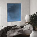 Obraz Synergia 3 - abstrakcja w chłodnych błękitach 80x60 w ramie z dębu