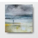 Na plaży - akwarela formatu 20/20 cm