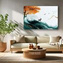 Obraz Jeleń na płótnie 120x80 cm - jesienny krajobraz