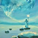 Powitanie X - oryginalny obraz ręcznie malowany akrylem na płótnie (surrealizm, realizm bajkowy)