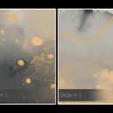 Obraz do salonu - ABSTRAKCYJNE GÓRY ZŁOTE LINIE PEJZAŻ - 70x50 cm (104301)