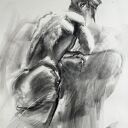 Szkic mężczyzny 100x70 - czarno-biały obraz do sypialni