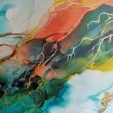 Koliber w winoroślach - ręcznie malowany obraz 120x80 cm