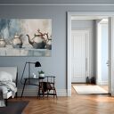 Obraz do kuchni - MARTWA NATURA CZAJNIKI METALOWE NACZYNIA - 70x50 cm (104501)