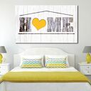 obraz duże HOME 03 - 90x50cm na płótnie szary żółty
