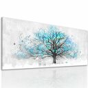 Nowoczesny obraz na płótnie z niebieskim drzewem 150x60 cm