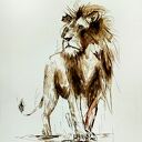 Lew. Akwarela. Oryginalny obraz