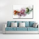 Obraz na płótnie z ptakiem i kwiatami wiśni 120x80 cm