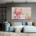 Pastelowy obraz na płótnie 100x60 - róże i piwonie w stylu glamour