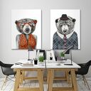 Obraz 60x80 cm Pan Miś w stylu hipster - wydruk