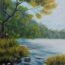 Barwny pejzaż - zestaw 2 ręcznie malowanych obrazów akrylowych 30x24 cm 