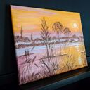 Klasyczny pejzaż w złocistych refleksach - obraz akrylowy na płótnie 24x30