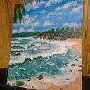 PEJZAŻ AKRYLOWY RĘCZNIE MALOWANY NA PŁÓTNIE "SZEPT PRZYPŁYWU" - 30x24cm (darmowa dostawa)