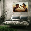 Obraz na płótnie z dwoma końmi stającymi dęba - góry 120x80 cm